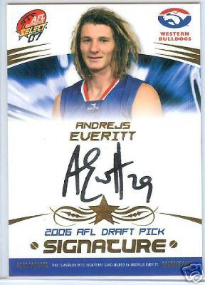 2007 Select AFL Supreme Draft Pick Signature DP11 A Everitt #030