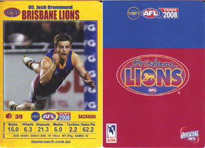 AFL 2008 Teamcoach Gold #05 Josh DRUMMOND (Bris)