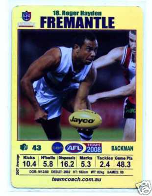 AFL 2008 Teamcoach Gold #18 Roger HAYDEN (Frem)