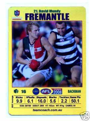 AFL 2008 Teamcoach Gold #21 David MUNDY (Frem)