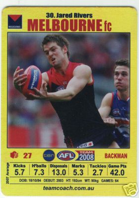 AFL 2008 Teamcoach Gold #30 Jared RIVERS (Melb)