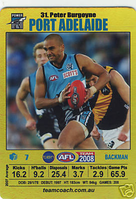 AFL 2008 Teamcoach Gold #31 Peter BURGOYNE (Port)