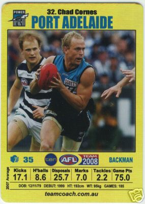 AFL 2008 Teamcoach Gold #32 Chad CORNES (Port)