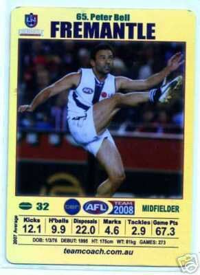 AFL 2008 Teamcoach Gold #65 Peter BELL (Frem)