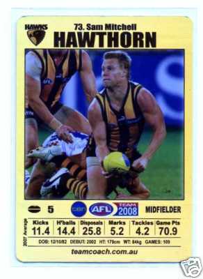 AFL 2008 Teamcoach Gold #73 Sam MITCHELL (Haw)