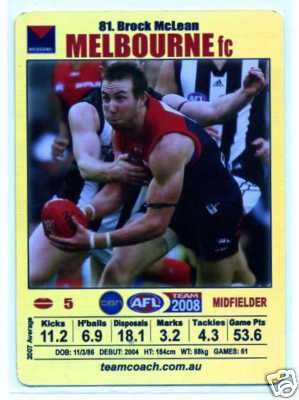 AFL 2008 Teamcoach Gold #81 Brock McLEAN (Melb)