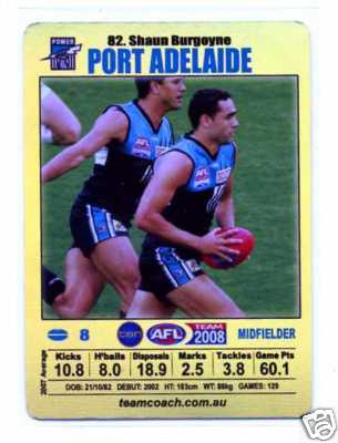 AFL 2008 Teamcoach Gold #82 Shaun BURGOYNE (Port)