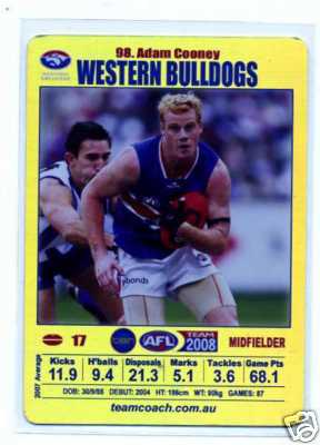 AFL 2008 Teamcoach Gold #98 Adam COONEY (WB)