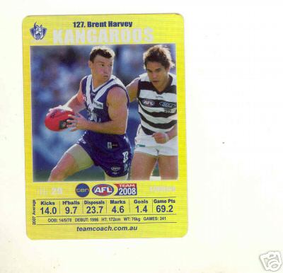 AFL 2008 Teamcoach Gold #127 Brent HARVEY (Kang)