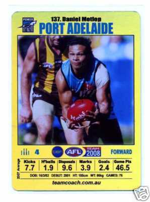 AFL 2008 Teamcoach Gold #137 Daniel MOTLOP (Port)