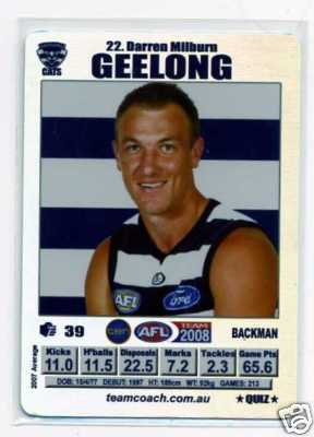 AFL 2008 Teamcoach Silver #22 Darren MILBURN (Geel)