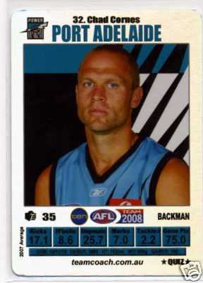 AFL 2008 Teamcoach Silver #32 Chad CORNES (Port)