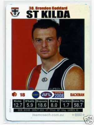 AFL 2008 Teamcoach Silver #38 Brendon GODDARD (StK)