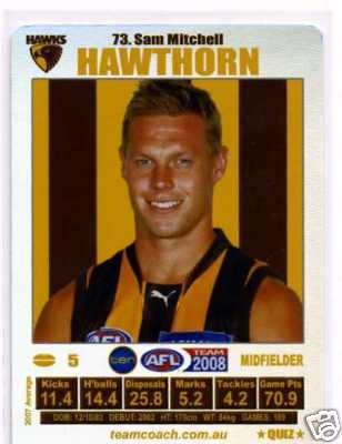 AFL 2008 Teamcoach Silver #73 Sam MITCHELL (Haw)