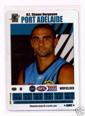 AFL 2008 Teamcoach Silver #82 Shaun BURGOYNE (Port)