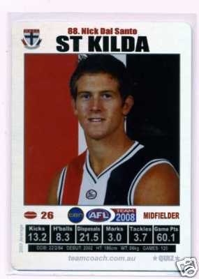 AFL 2008 Teamcoach Silver #88 Nick DAL SANTO (StK)