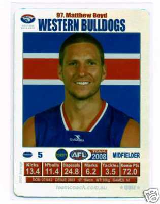 AFL 2008 Teamcoach Silver #97 Matthew BOYD (WB)