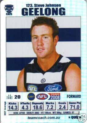 AFL 2008 Teamcoach Silver #123 Steve JOHNSON (Geel)