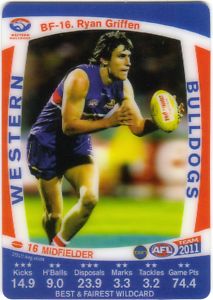 AFL 2011 Teamcoach 3D Best & Fairest BF-16 Ryan GRIFFEN (WB)