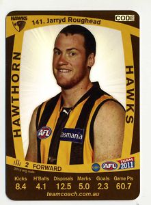 AFL 2011 Teamcoach Silver Card S141 Jarryd ROUGHEAD (Haw)