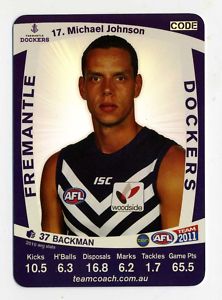 AFL 2011 Teamcoach Silver Card S17 Michael JOHNSON (Frem)