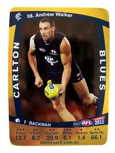 AFL 2011 Teamcoach Gold Card G8 Andrew WALKER (Carl)