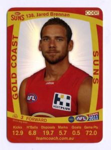 AFL 2011 Teamcoach Silver Card S138 Jared BRENNAN (GC)