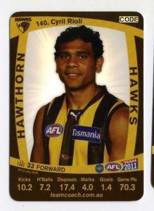 AFL 2011 Teamcoach Silver Card S140 Cyril RIOLI (Haw)