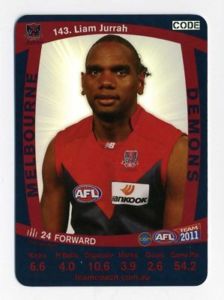 AFL 2011 Teamcoach Silver Card S143 Liam JURRAH (Melb)