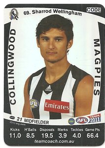 AFL 2011 Teamcoach Silver Card S69 Sharrod WELLINGHAM (Coll)