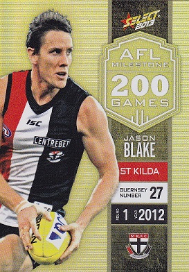 2013 Select Champions AFL Milestones MG63 Jason BLAKE (StK)