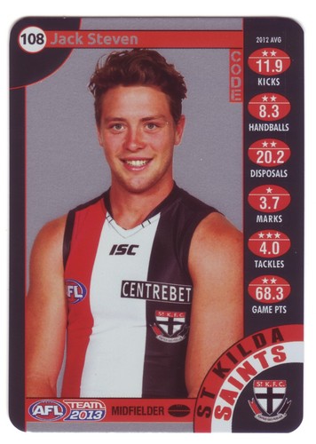 AFL 2013 Teamcoach Silver Card 108 Jack STEVEN (Syd)