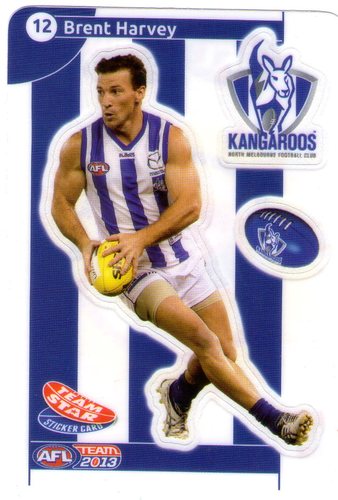 AFL 2013 Teamcoach Team Star Stickers 12 Brent HARVEY (NM)