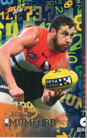 2016 Select Footy Stars Hot Numbers HN68 Shane MUMFORD (GWS)