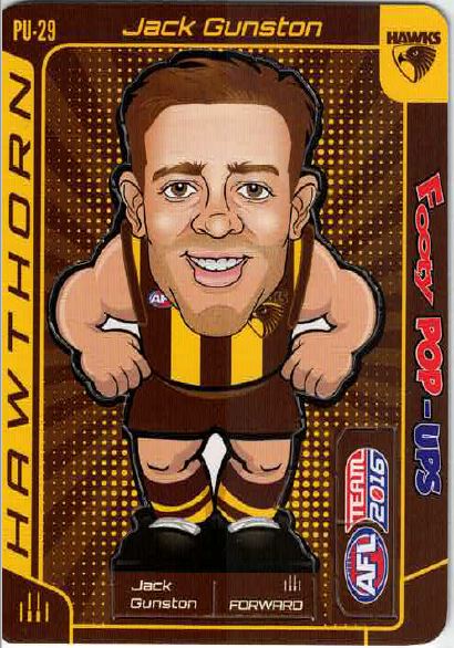 2016 Teamcoach Footy Pop-ups PU-29 Jack GUNSTON (Haw)